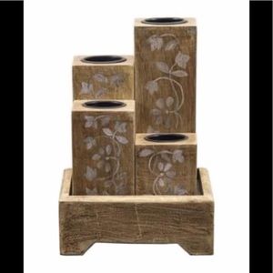 Hand Painted set of 4 candle with tray